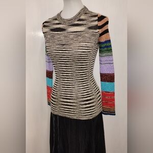 MISSONI METALLIC KNIT LONG SLEEVE TOP